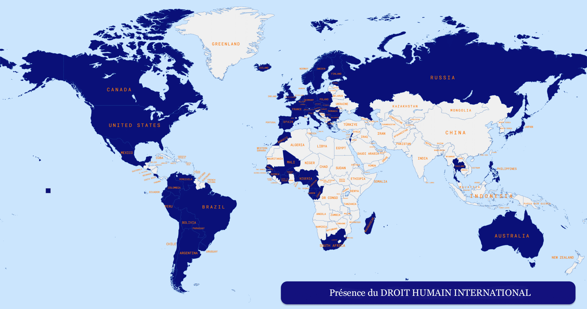 Implantations du DROIT HUMAIN INTERNATIONAL